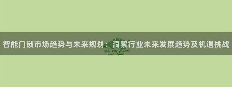 开丰娱乐2登录：智能门锁市场趋势与未来规划：洞察行业未来发展