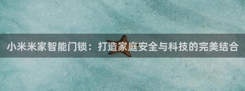 开丰娱乐予 7O935：小米米家智能门锁：打造家庭安全与科技